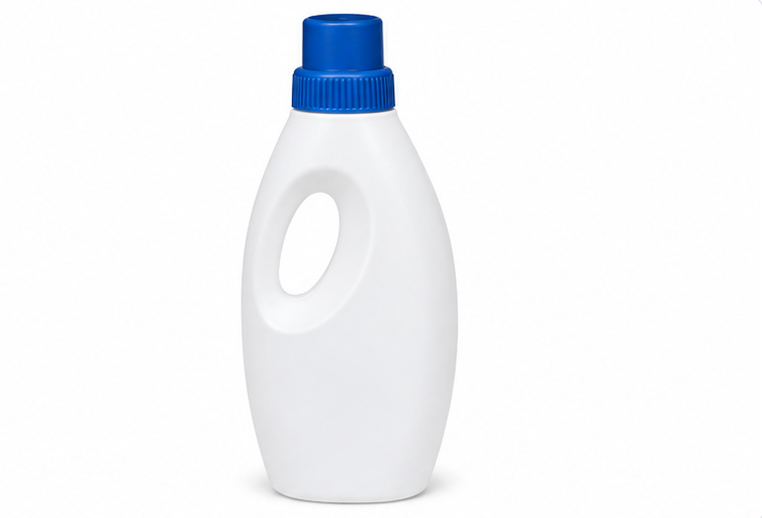 1 Litre White Detergent Powder & Liquid Bottle with Blue Cap