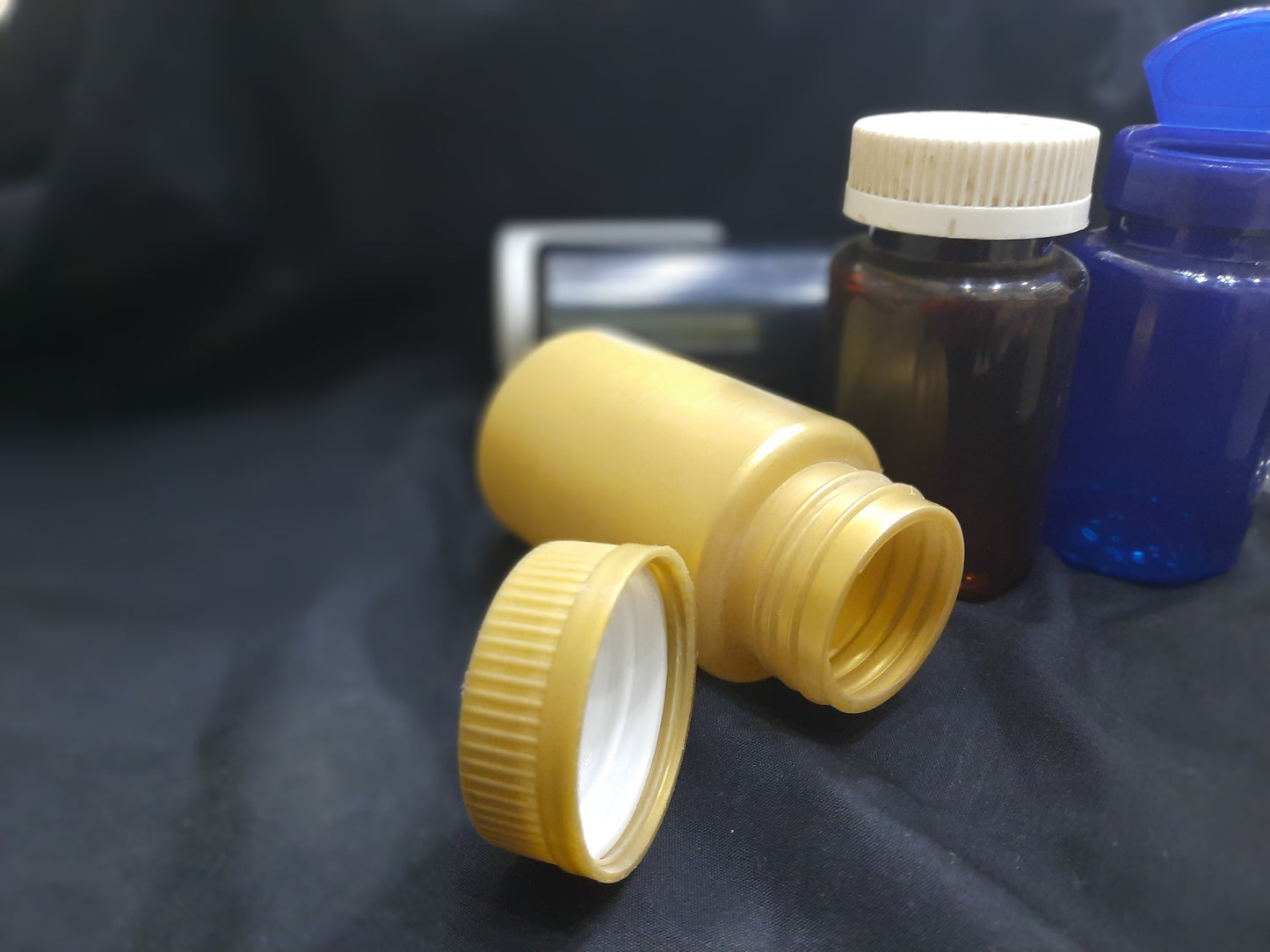 Gold/Gold Vitamins Container with lock cap