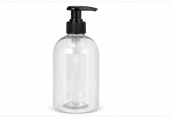 500ml Transparent Plastic Bottle with Black Pump – Handwash & Dishwash Packaging