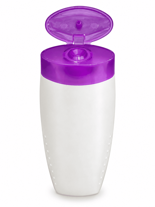 White Purple Shampoo Bottle