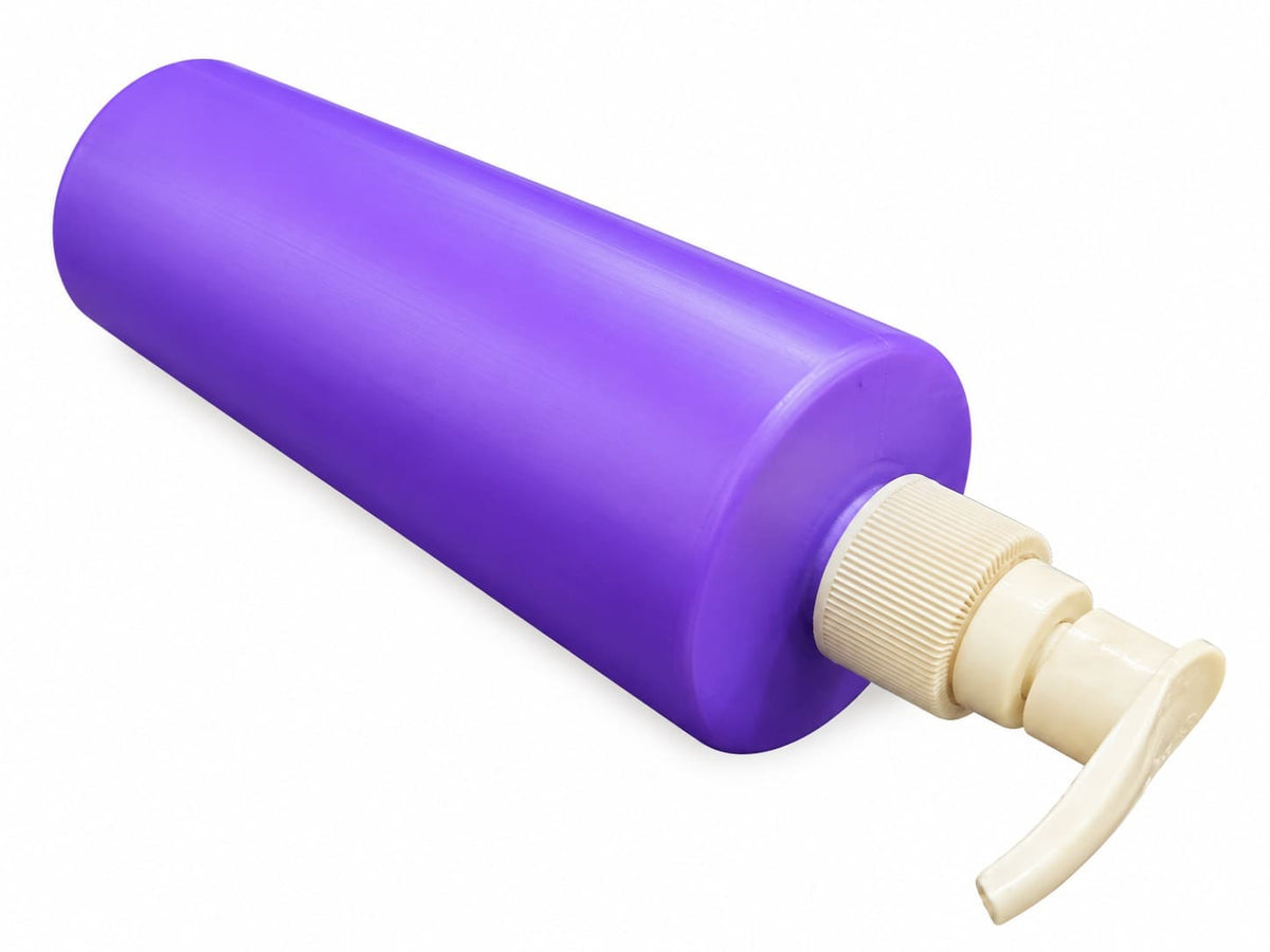 500ml Purple/White Oil Bottle - with Pump